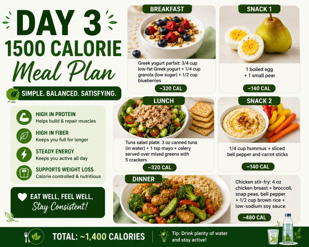 7-Day 1500 Calorie Meal Plan Day 3