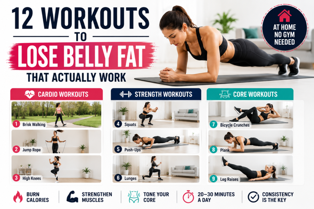 12 workouts to lose belly fat